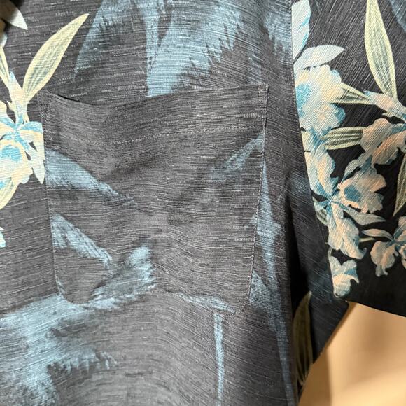 Havana Jack's Cafe 100% Silk Shirt XL Blue Hawaiian Print Tropical Beach Casual - Picture 6 of 10